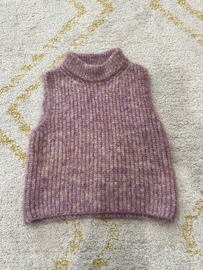 Zara Sleeveless Turtleneck Knit Vest - Mauve Heather
